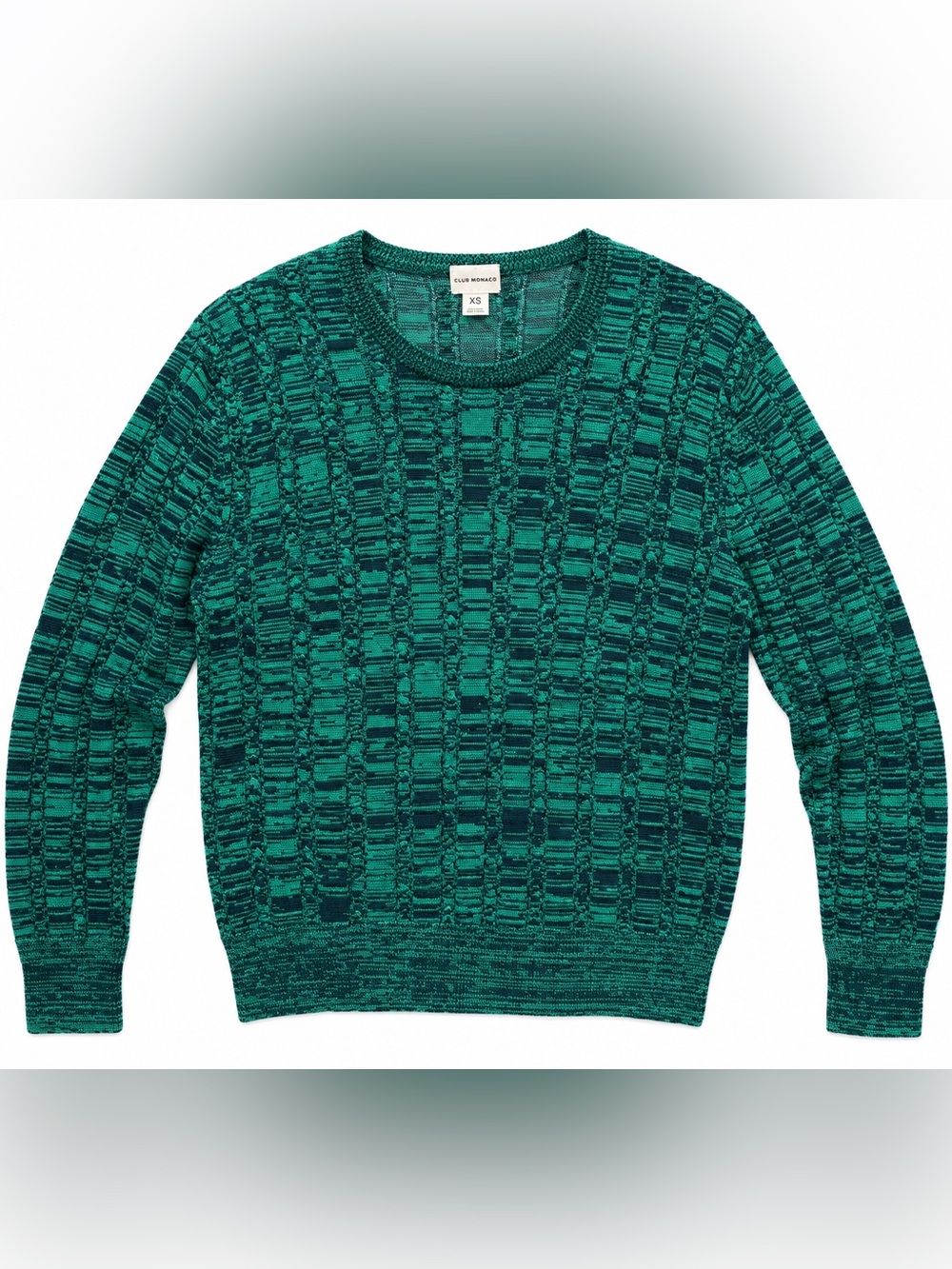 Club Monaco Teal Green Patterned Crewneck Sweater